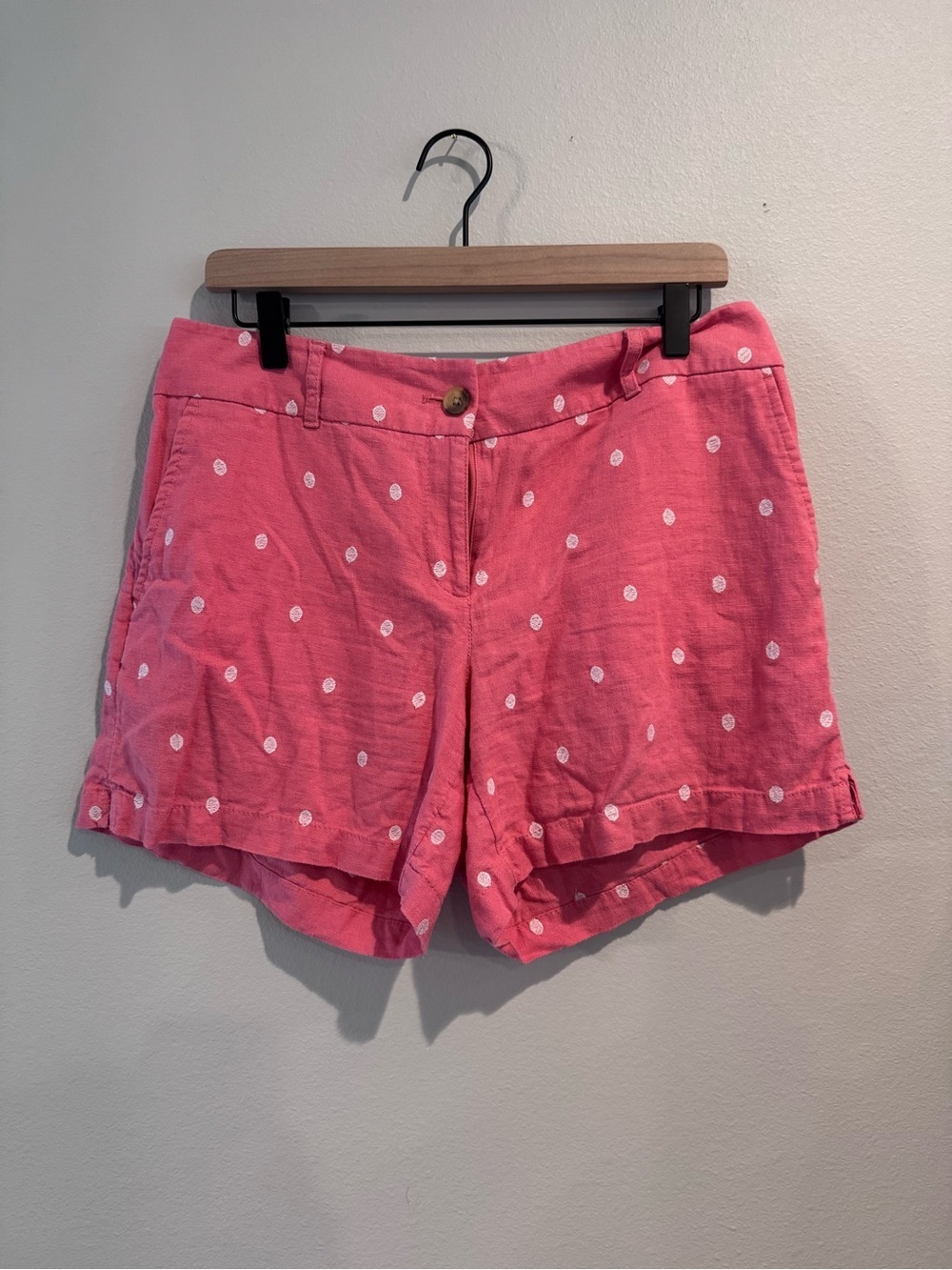 Loft Women’s Pink Polka Dot Linen Blend Shorts